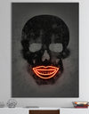 Smiling Red Lips Neon Skull - Modern & Contemporary Canvas Artwork