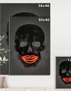 Smiling Red Lips Neon Skull - Modern & Contemporary Canvas Artwork
