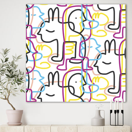 Down The Rabbit Hole Seamless Pattern - Mid-Century Modern Premium Canvas Wall Art
