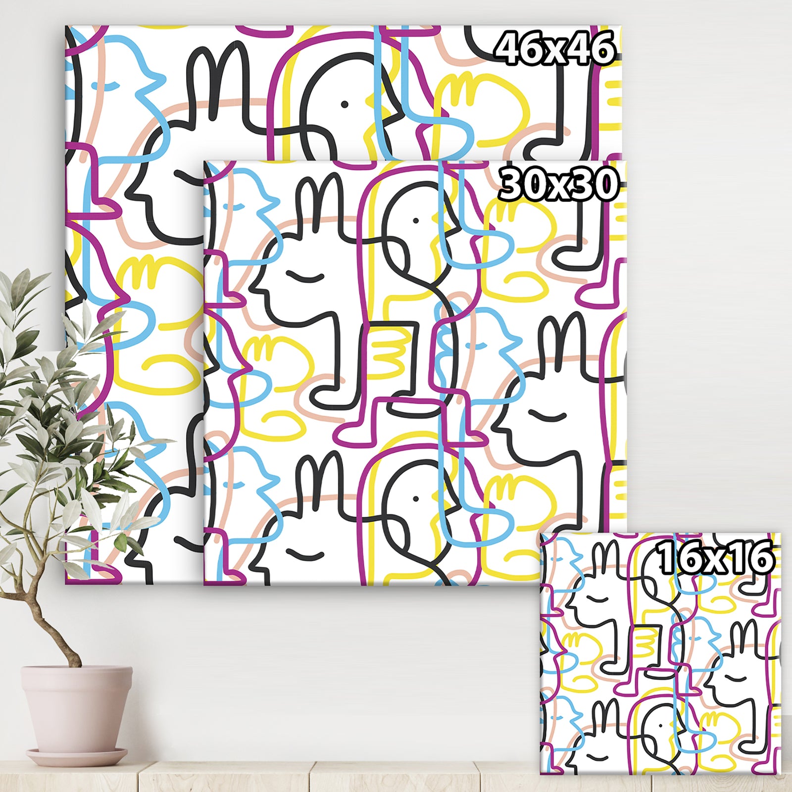 Down The Rabbit Hole Seamless Pattern - Mid-Century Modern Premium Canvas Wall Art