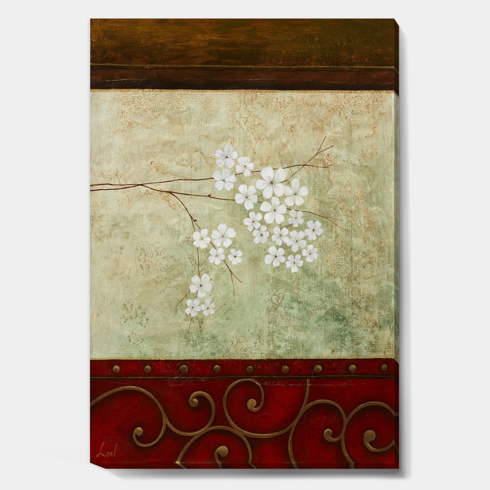 White Flowers Through Window Swirl - Cottage Gallery-wrapped Canvas