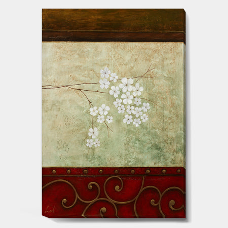 White Flowers Through Window Swirl - Cottage Gallery-wrapped Canvas