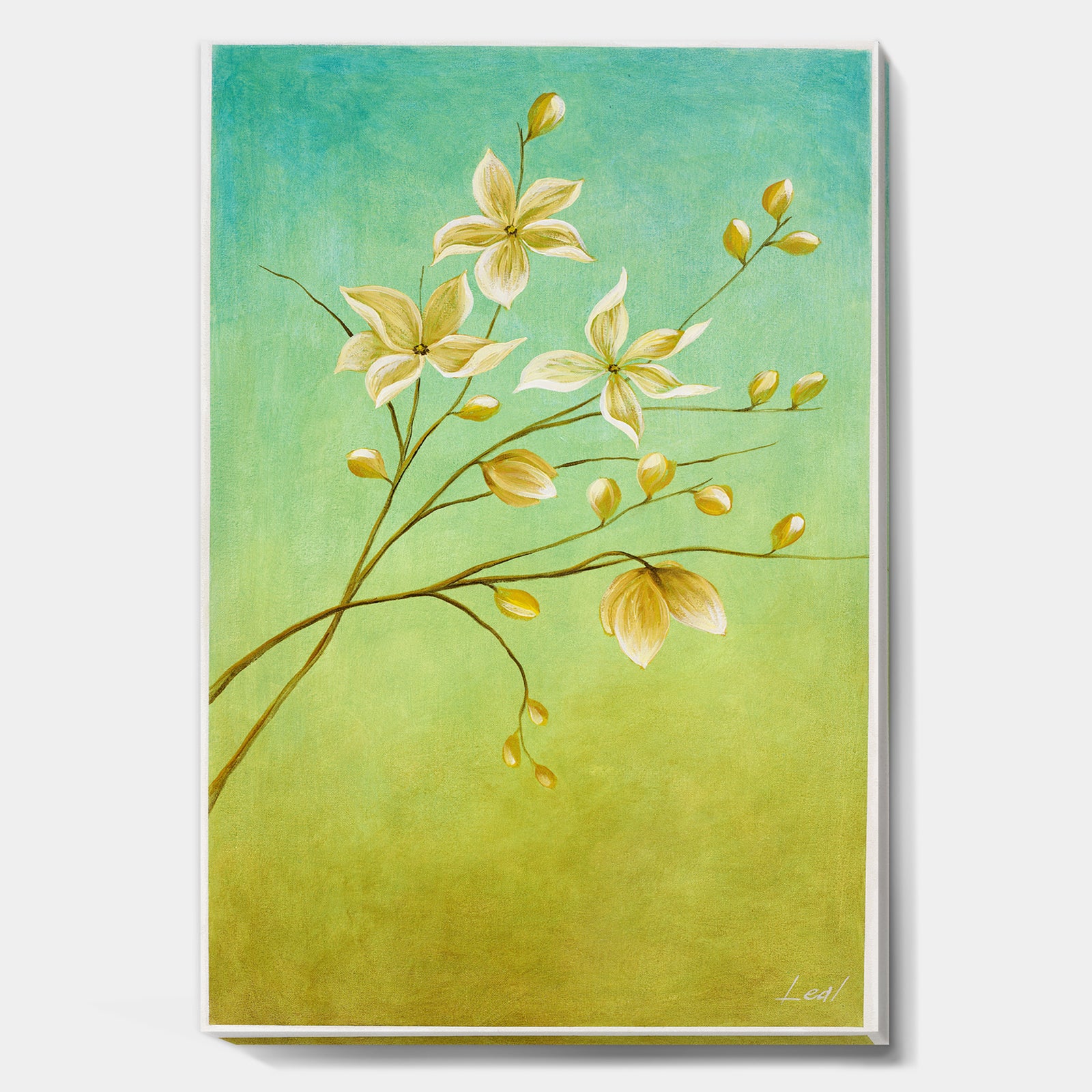 White Flowers At Dawn - Cottage Premium Canvas Wall Art