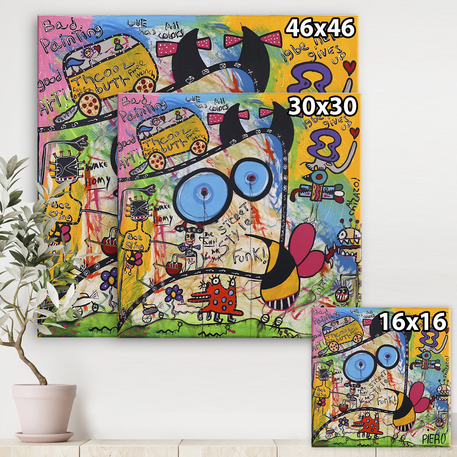 Expressionist Grafitti Composition II - Modern & Contemporary Canvas Artwork