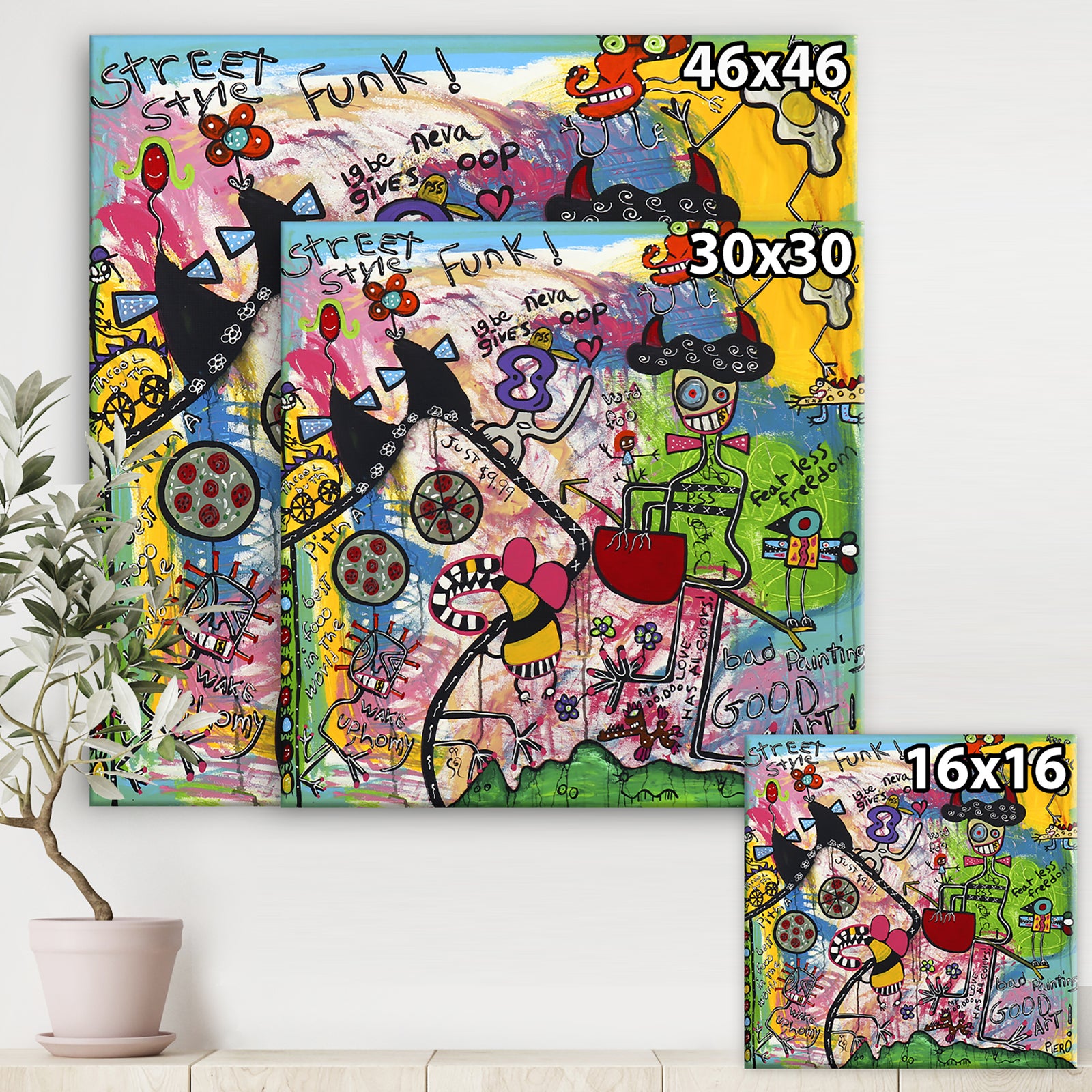 Expressionist Grafitti Composition I - Modern & Contemporary Premium Canvas Wall Art