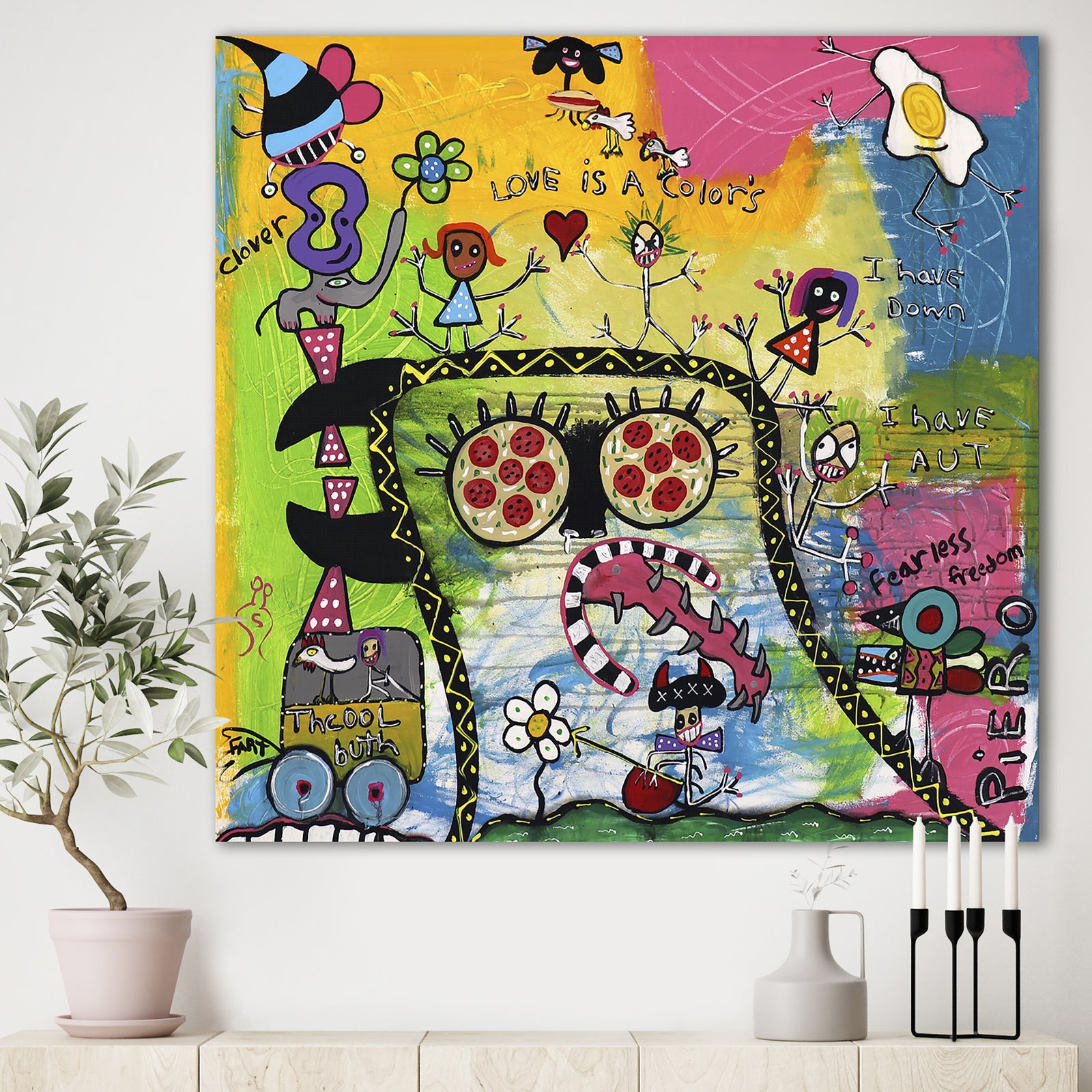 Expressionist Grafitti Composition V - Modern & Contemporary Premium Canvas Wall Art