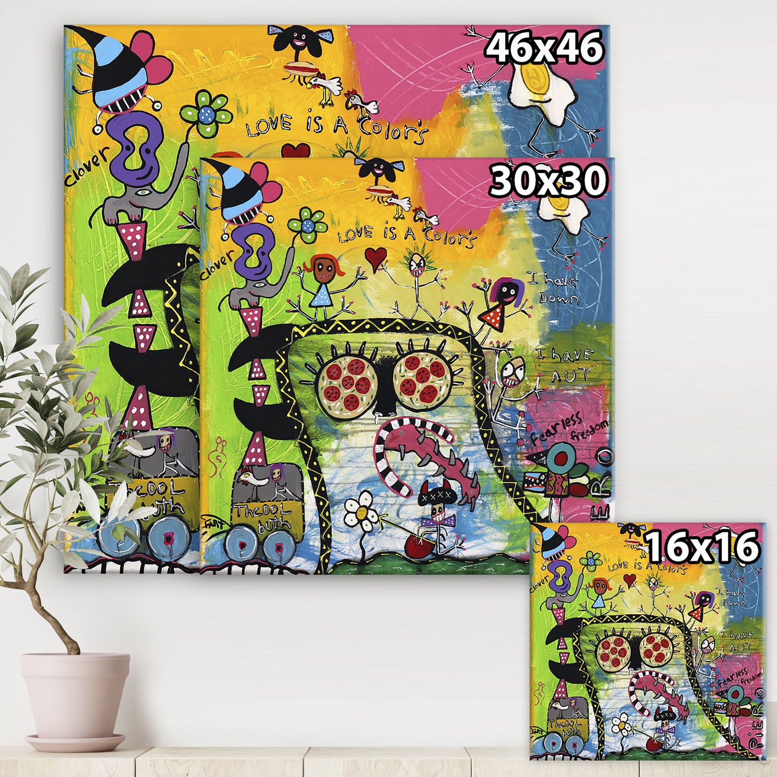 Expressionist Grafitti Composition V - Modern & Contemporary Premium Canvas Wall Art
