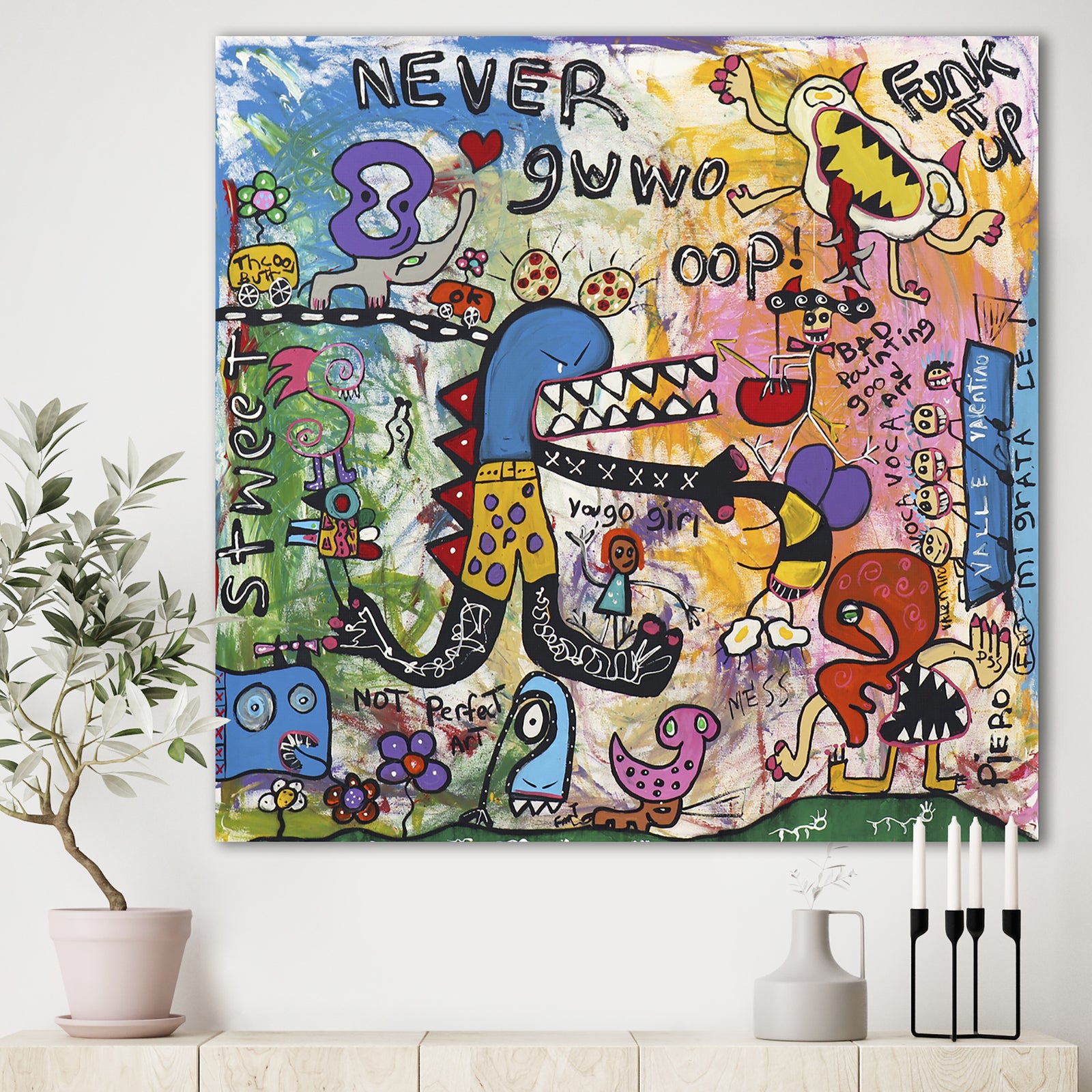 Expressionist Grafitti Composition IV - Modern & Contemporary Premium Canvas Wall Art