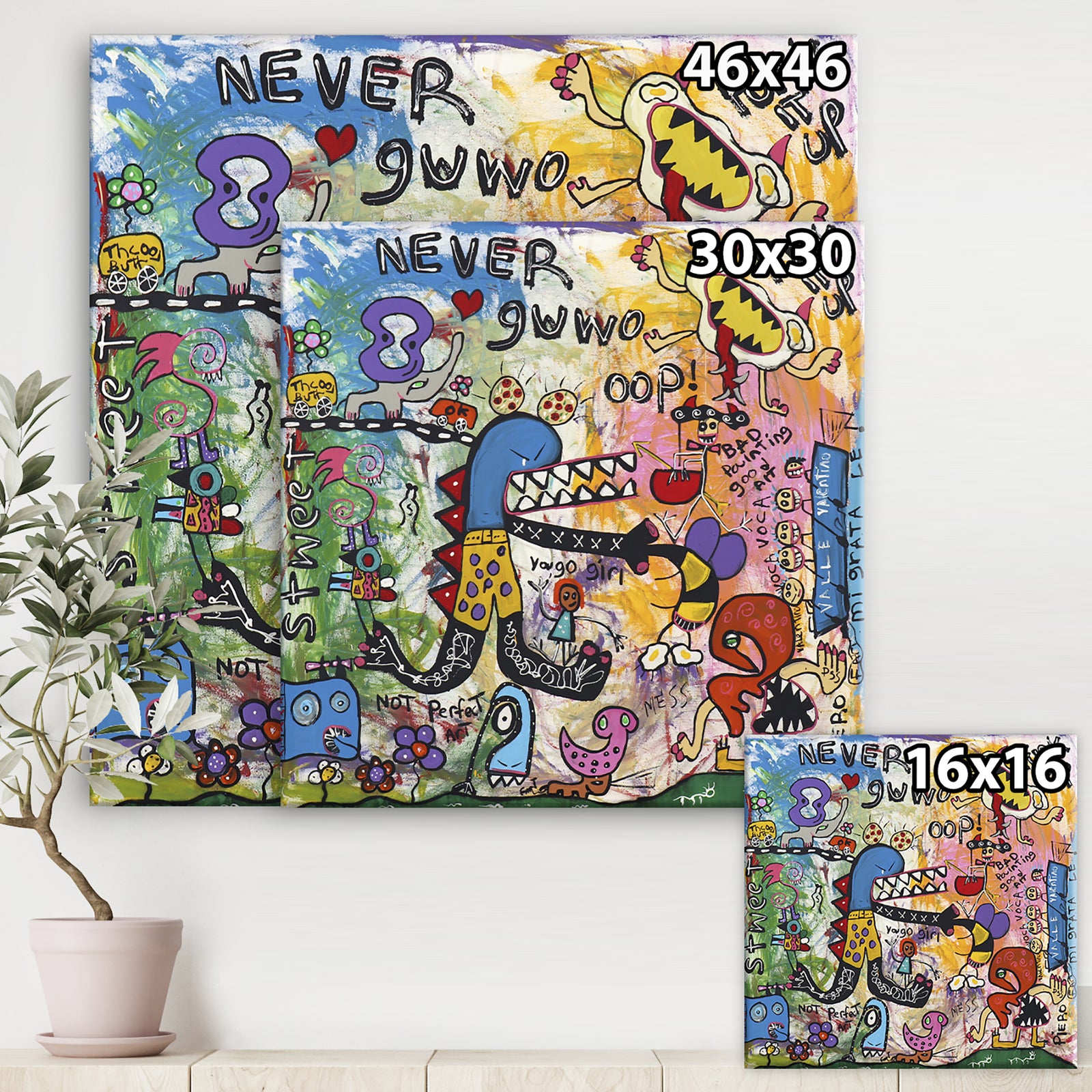 Expressionist Grafitti Composition IV - Modern & Contemporary Premium Canvas Wall Art