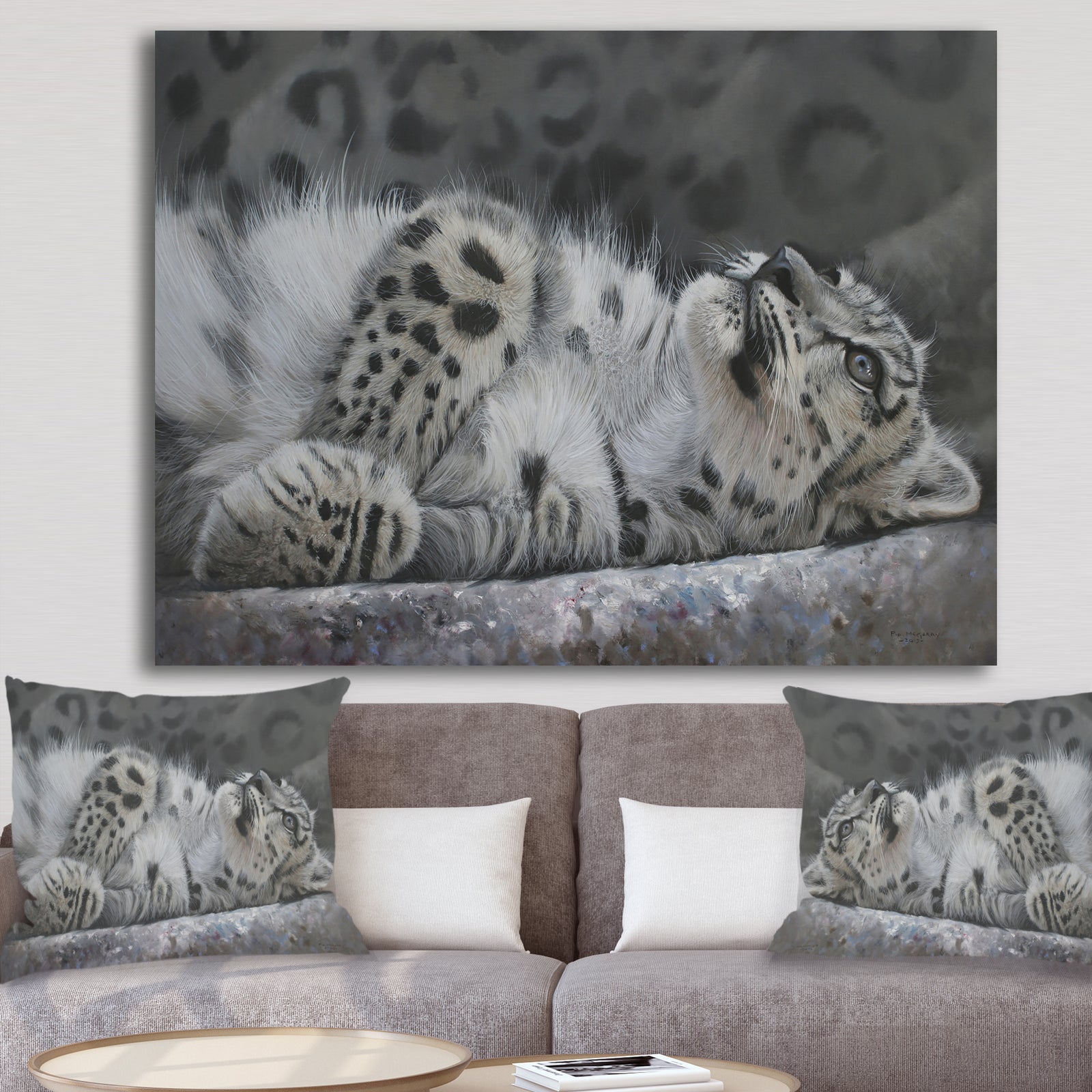 Snow Leopard Reclining - Cottage Gallery-wrapped Canvas
