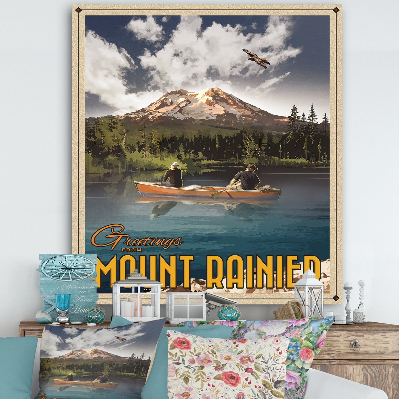 Mt Rainier - Lake House Canvas Artwork