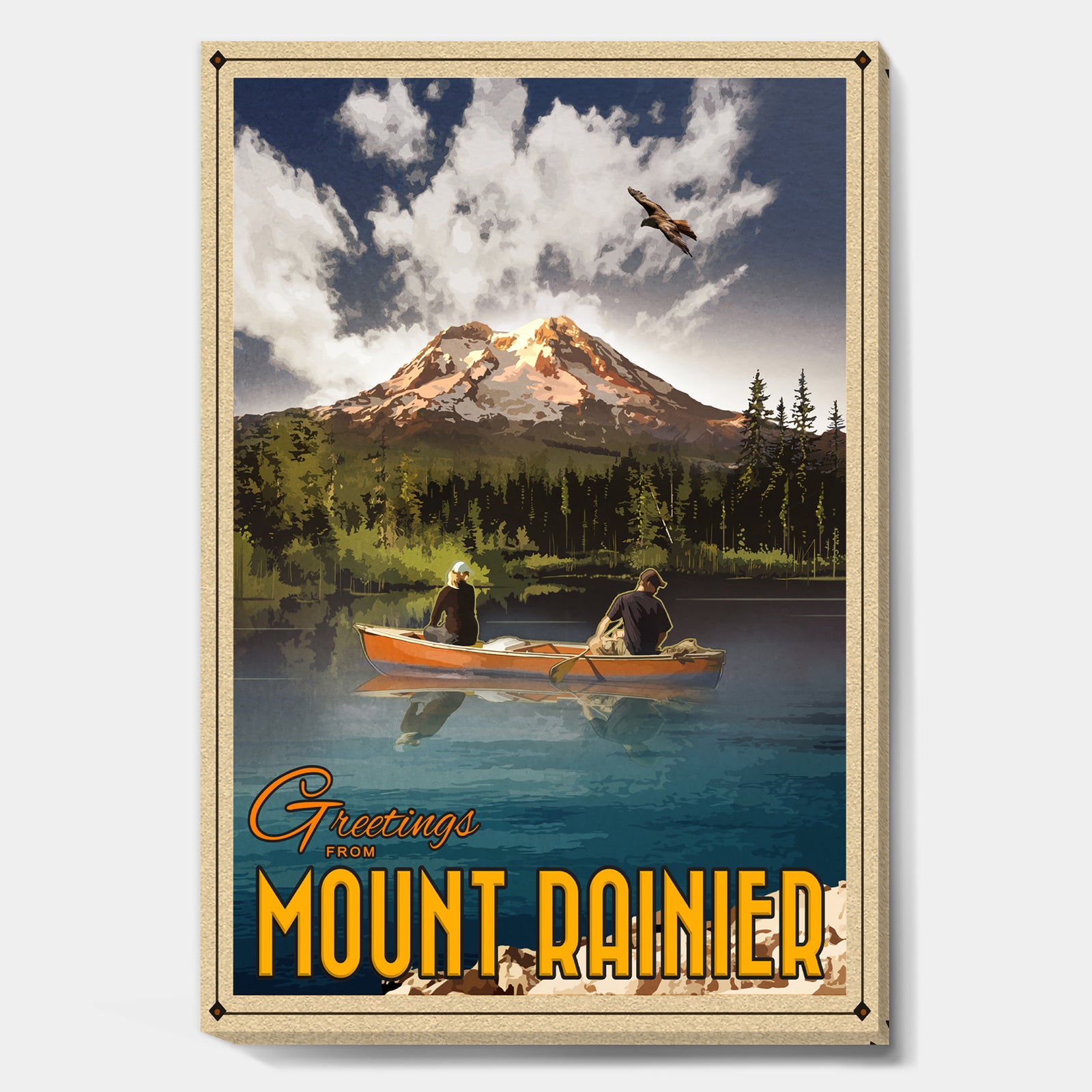 Mt Rainier - Lake House Canvas Artwork