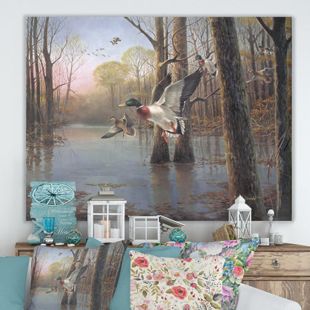 Through the Timber - Lake House Canvas Wall Art