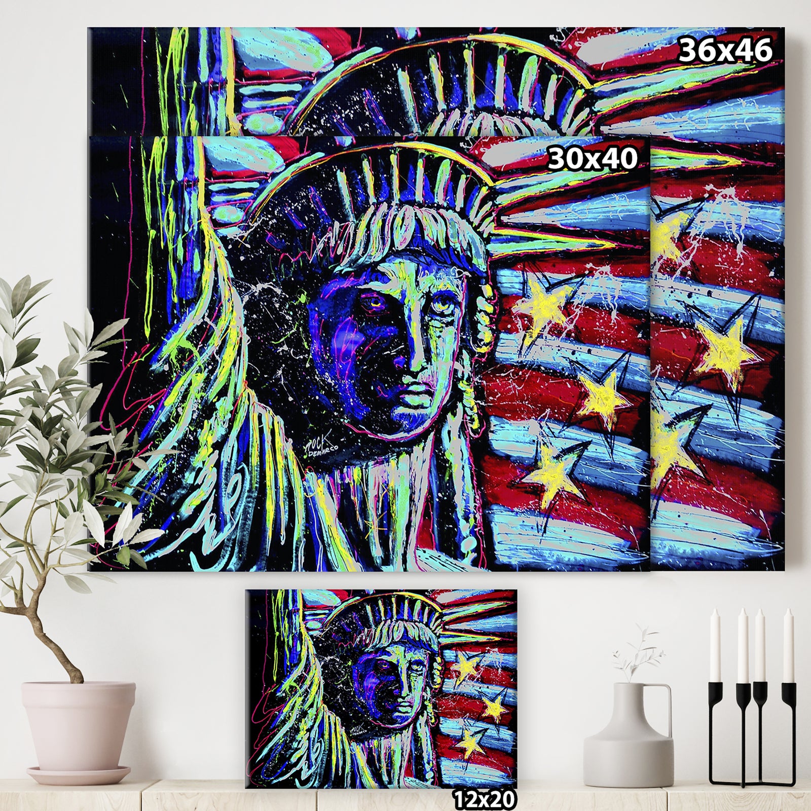 Liberty For Prints 001 Touched Neon - Modern & Contemporary Canvas Art Print