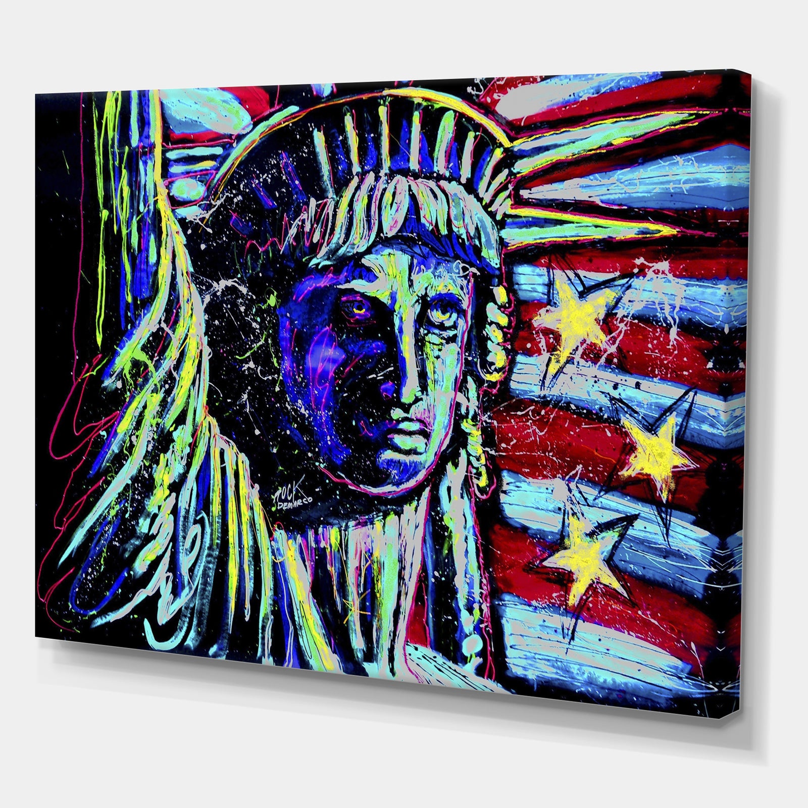 Liberty For Prints 001 Touched Neon - Modern & Contemporary Canvas Art Print