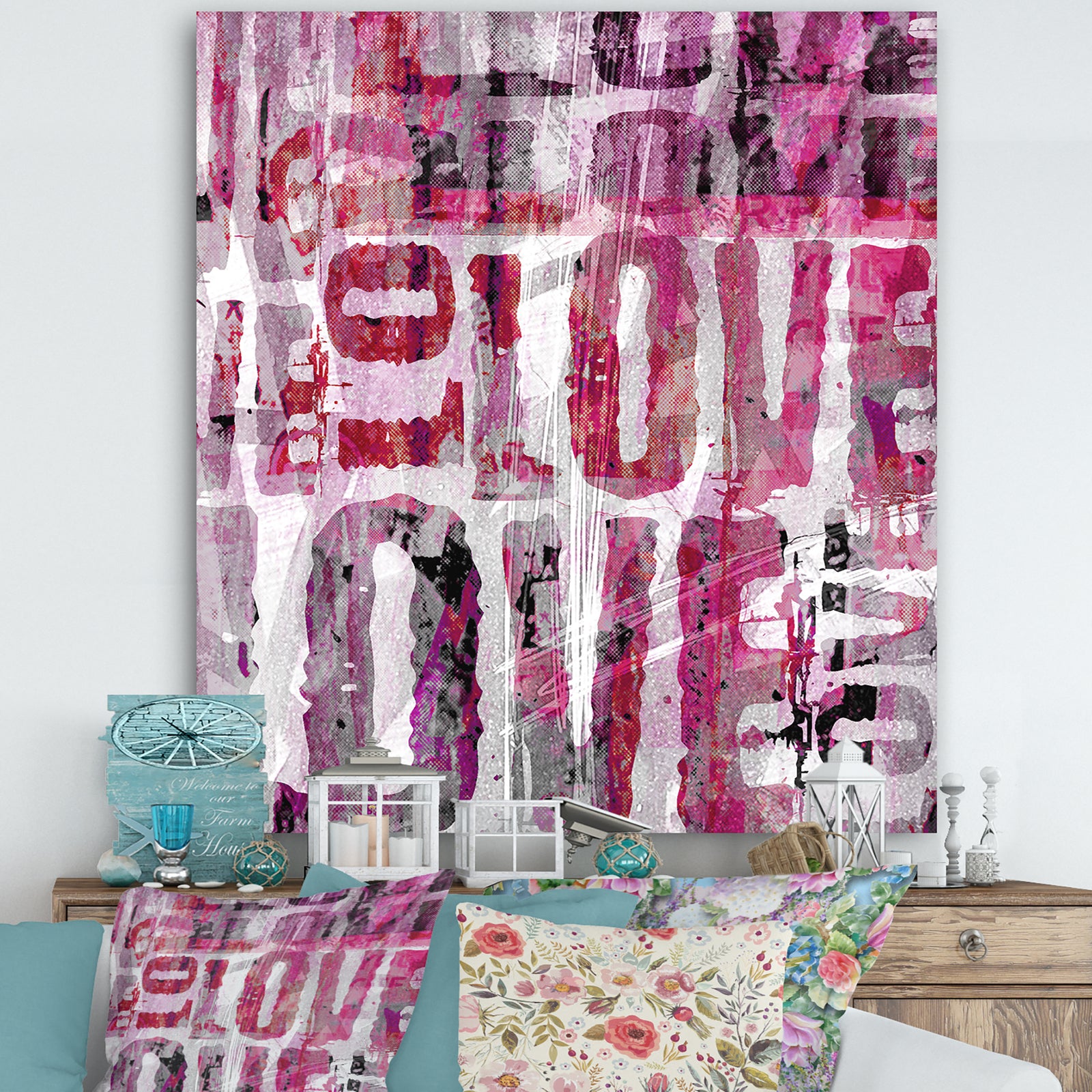 Grunge Love - Cottage Premium Canvas Wall Art