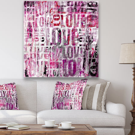 Grunge Love Square - Cottage Canvas Wall Art