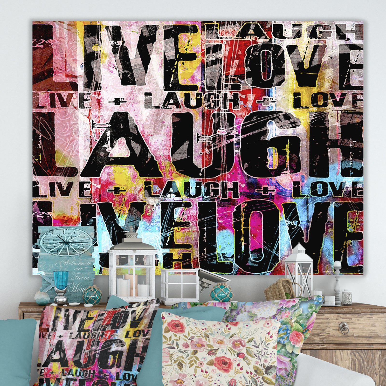 Live Love Laugh Landscape - Cottage Gallery-wrapped Canvas