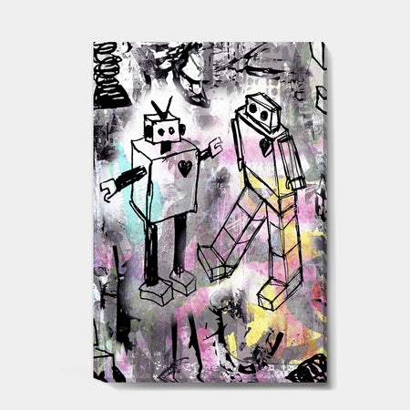 Robot Love Color - Modern & Contemporary Canvas Artwork