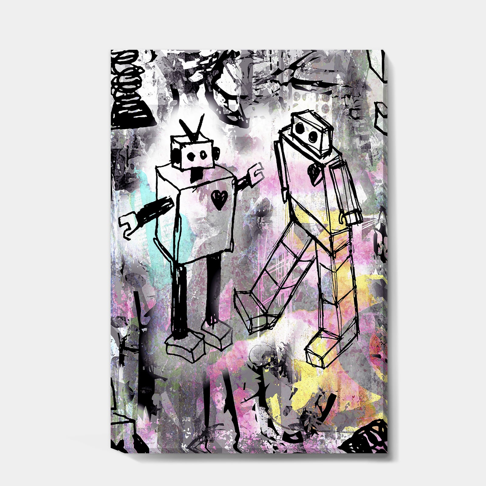 Robot Love Color - Modern & Contemporary Canvas Artwork