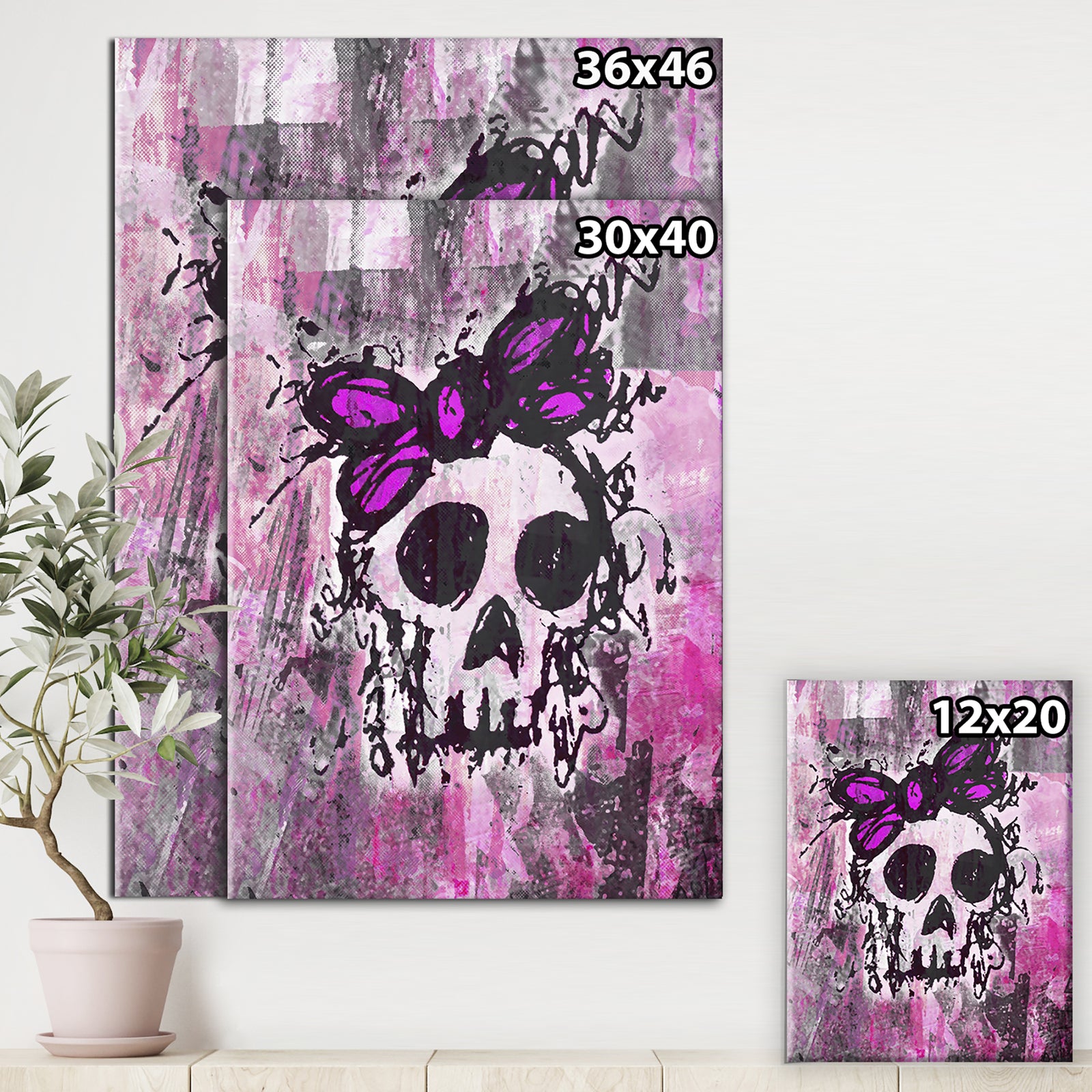 Sketched Skull Princess - Modern & Contemporary Premium Canvas Wall Art