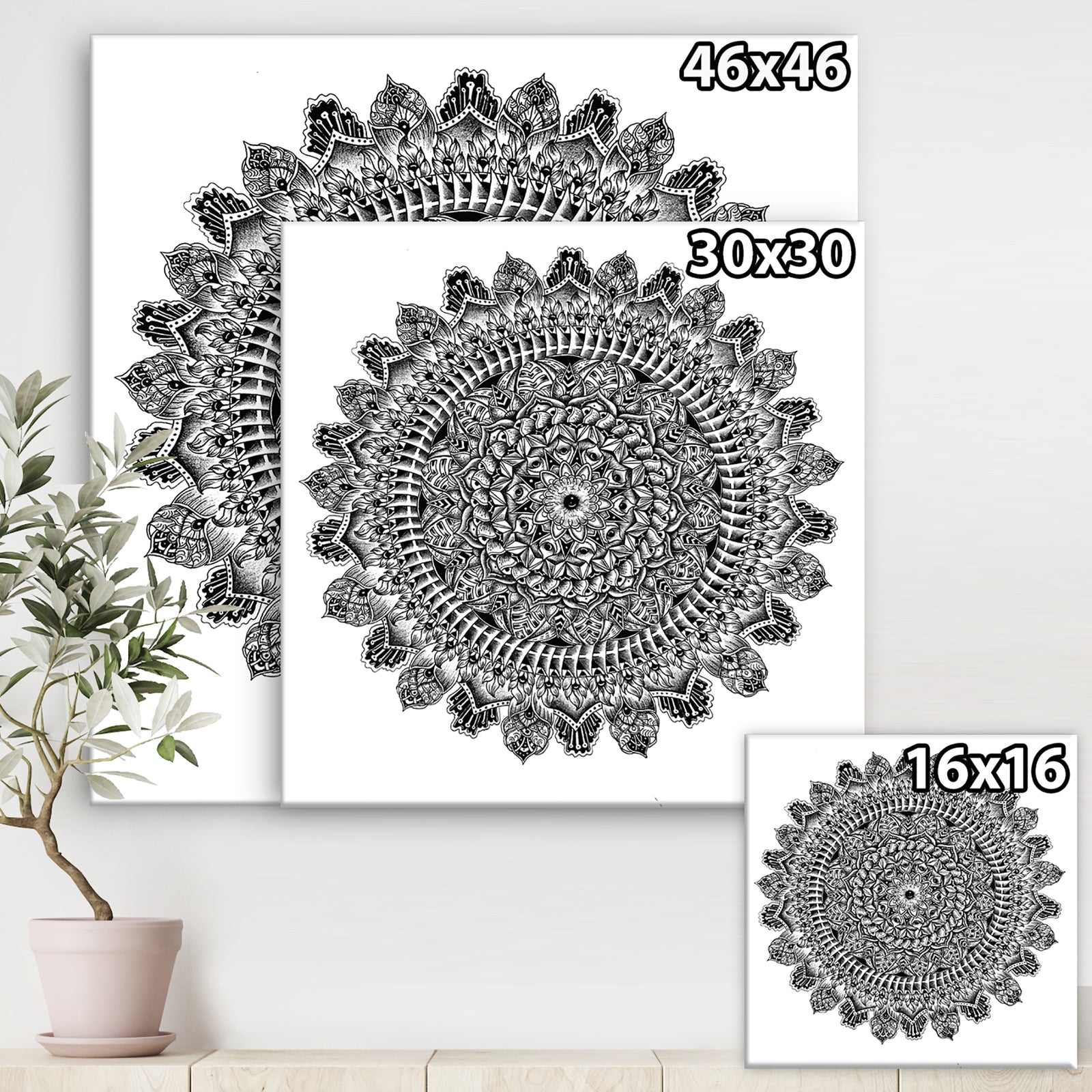 Mandala Drawing - Traditional Canvas Art Print