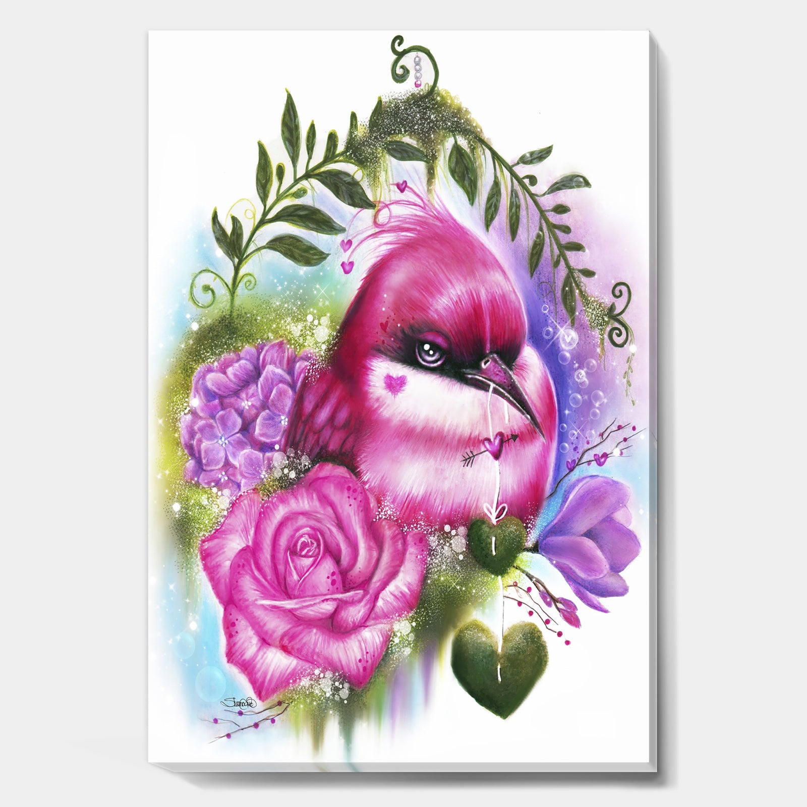 Be Mine - Love Birds - Cottage Canvas Art Print