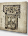 Antique Door Old Style Sketch I - Traditional Canvas Wall Art
