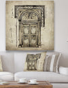 Antique Door Old Style Sketch I - Traditional Canvas Wall Art