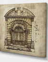 Antique Door Old Style Sketch I - Traditional Canvas Art Print