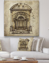 Antique Door Old Style Sketch I - Traditional Canvas Art Print