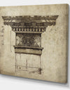 Antique Column Old Style Sketch I - Traditional Canvas Artwork
