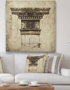 Antique Column Old Style Sketch I - Traditional Canvas Artwork