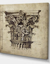 Antique Column Old Style Sketch II - Traditional Premium Canvas Wall Art