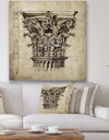 Antique Column Old Style Sketch II - Traditional Premium Canvas Wall Art