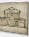 Antique Facade Old Style Architecture Sketch I - Traditional Canvas Wall Art