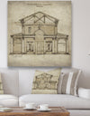 Antique Facade Old Style Architecture Sketch I - Traditional Canvas Wall Art