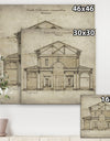 Antique Facade Old Style Architecture Sketch I - Traditional Canvas Wall Art