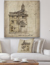 Antique Facade Old Style Architecture Sketch I - Traditional Canvas Art Print
