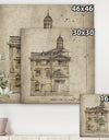 Antique Facade Old Style Architecture Sketch I - Traditional Canvas Art Print