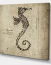 Seahorse Old Style Sketch - Nautical & Coastal Canvas Wall Art