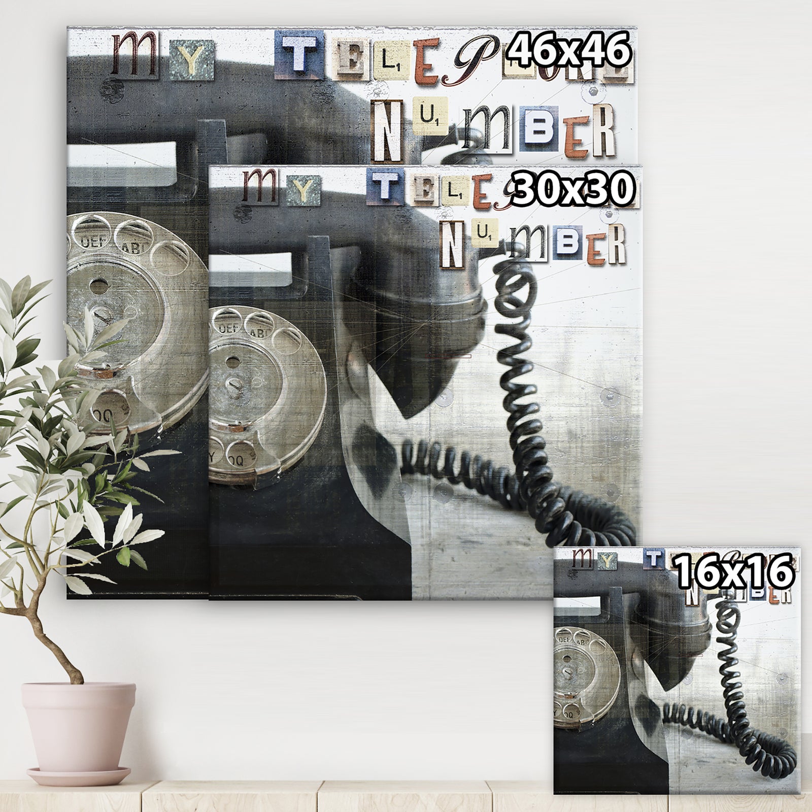 Old Skool Telephone - Traditional Premium Canvas Wall Art