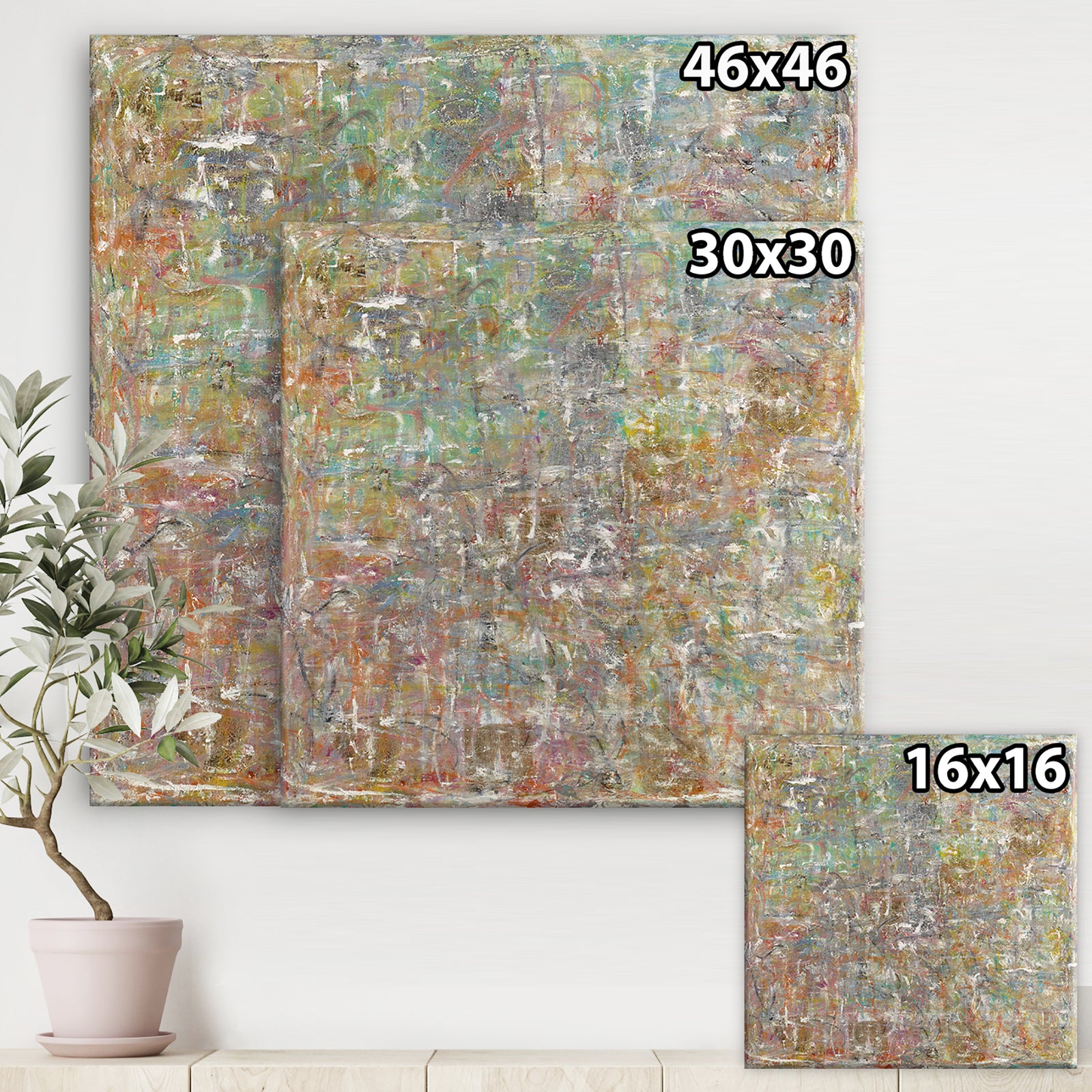 Red And Turquoise Texture Painting II - Modern & Contemporary Gallery-wrapped Canvas