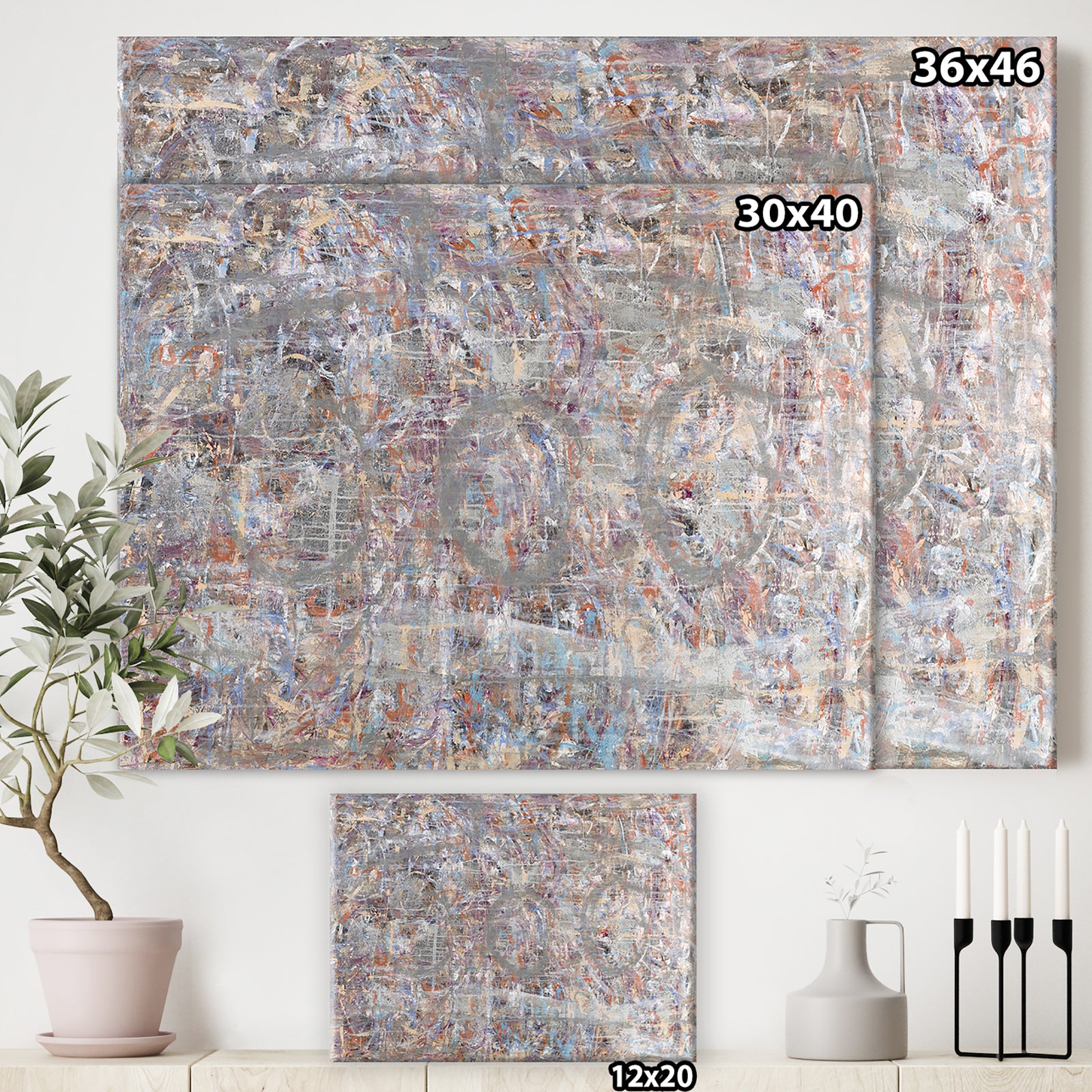 Blue And Gray Texture Painting - Modern & Contemporary Premium Canvas Wall Art