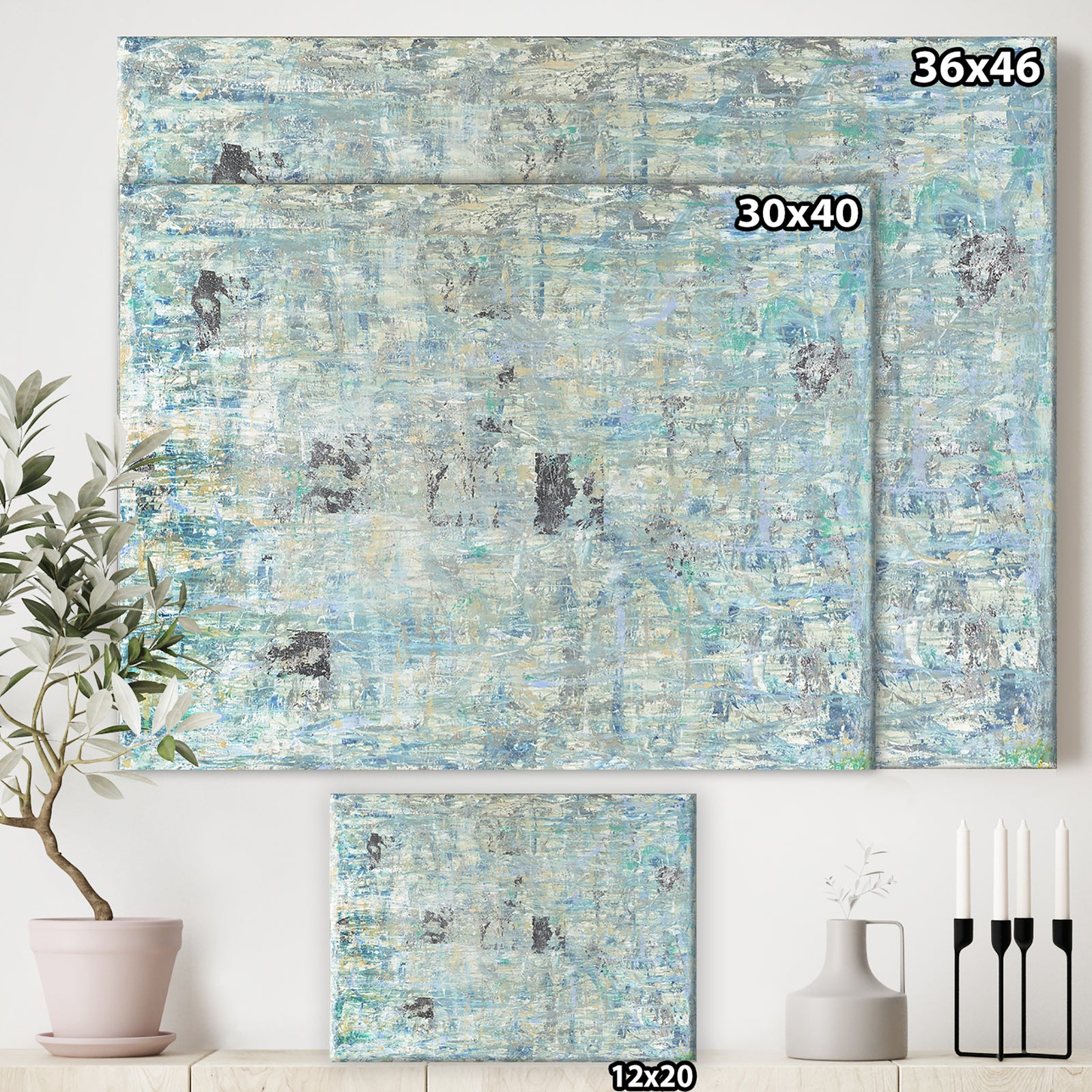 Blue And Black Texture Painting II - Modern & Contemporary Canvas Art Print