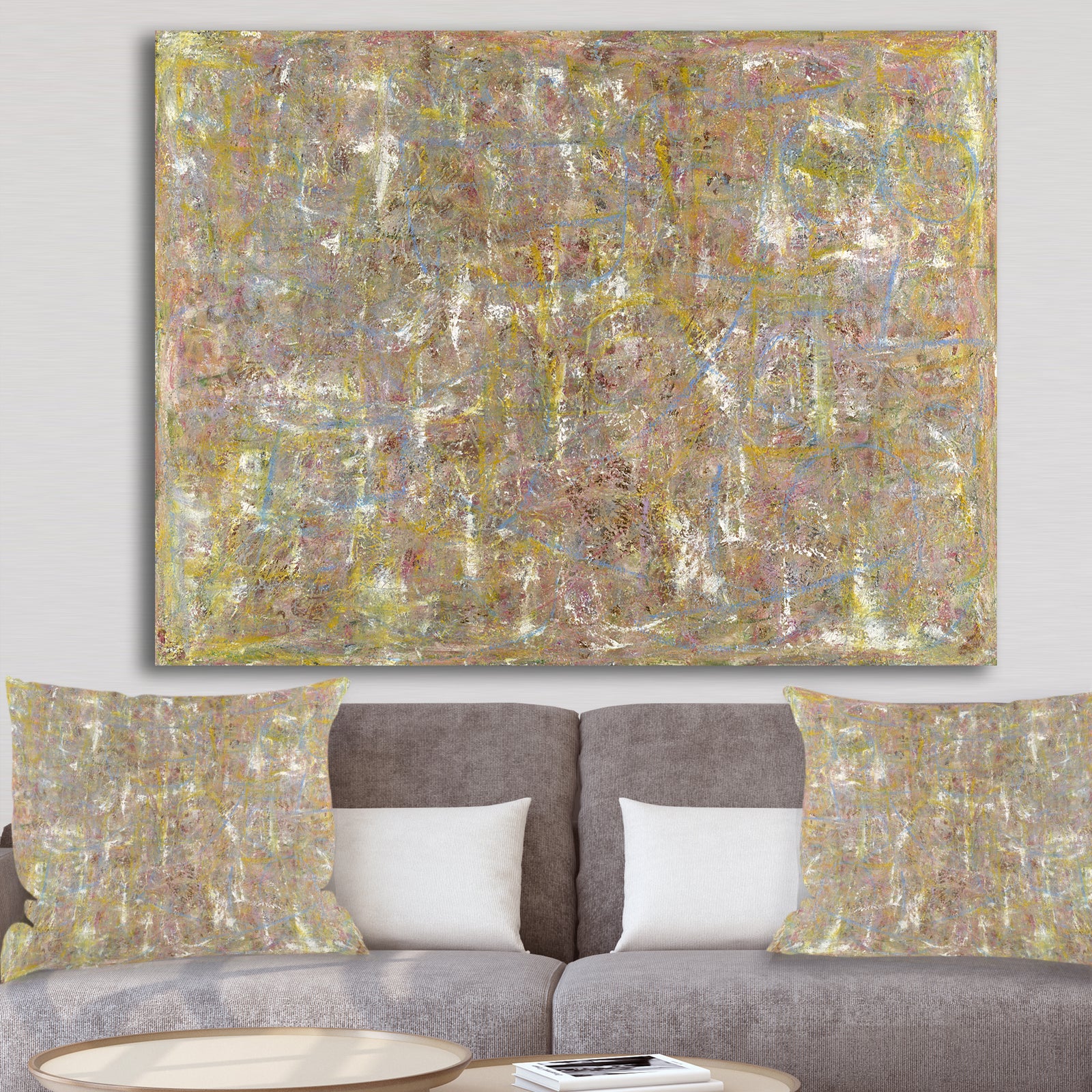 Yellow And Blue Texture Painting - Modern & Contemporary Premium Canvas Wall Art