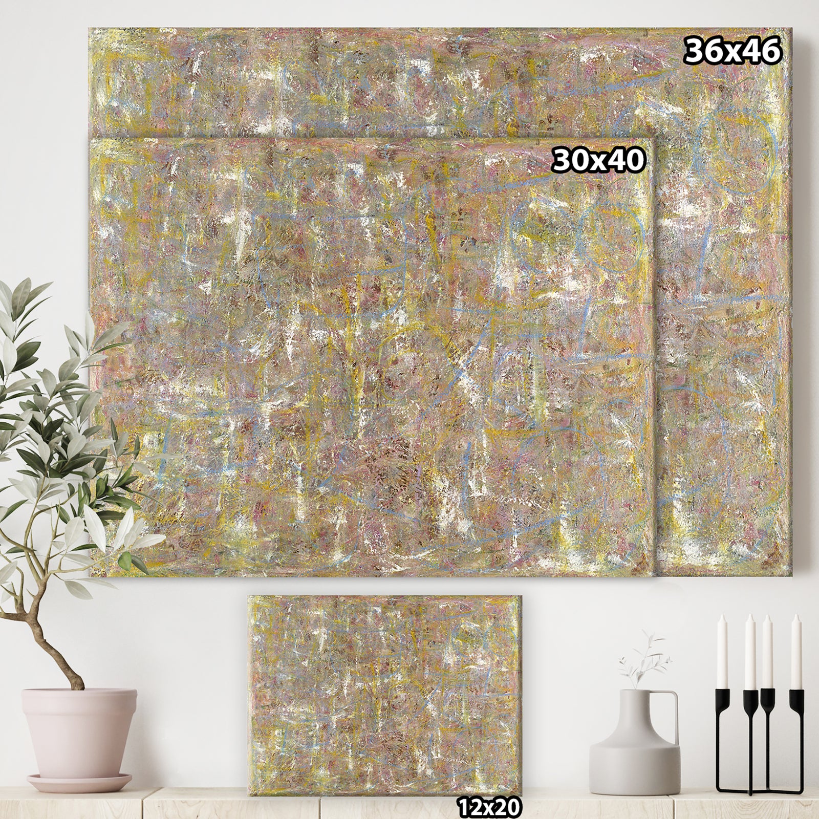 Yellow And Blue Texture Painting - Modern & Contemporary Premium Canvas Wall Art