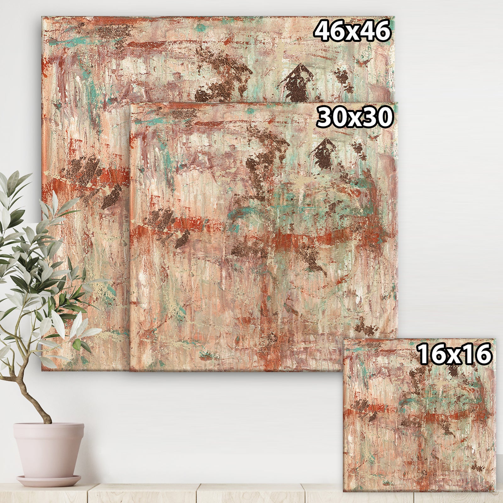 Red And Turquoise Texture Painting I - Modern & Contemporary Canvas Wall Art