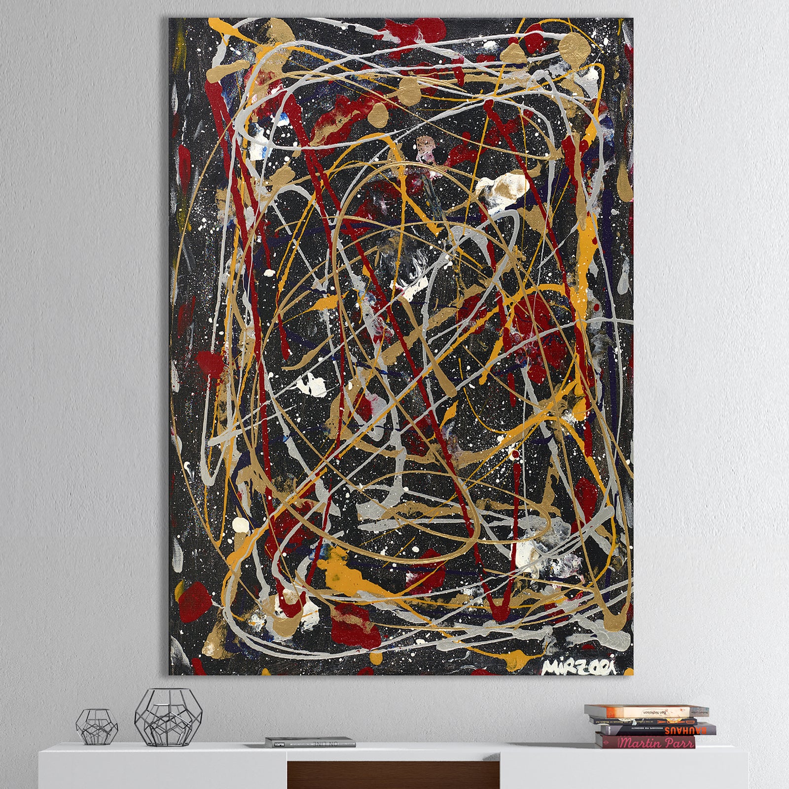 Red, Yellow and Black Pollock Style I - Modern & Contemporary Canvas Wall Art