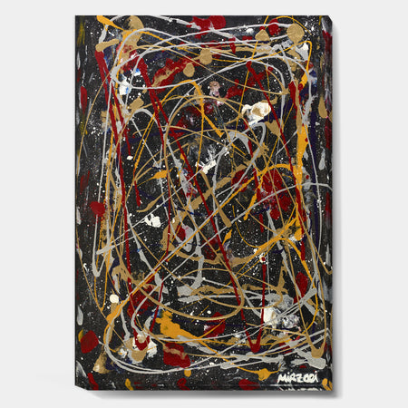 Red, Yellow and Black Pollock Style I - Modern & Contemporary Canvas Wall Art